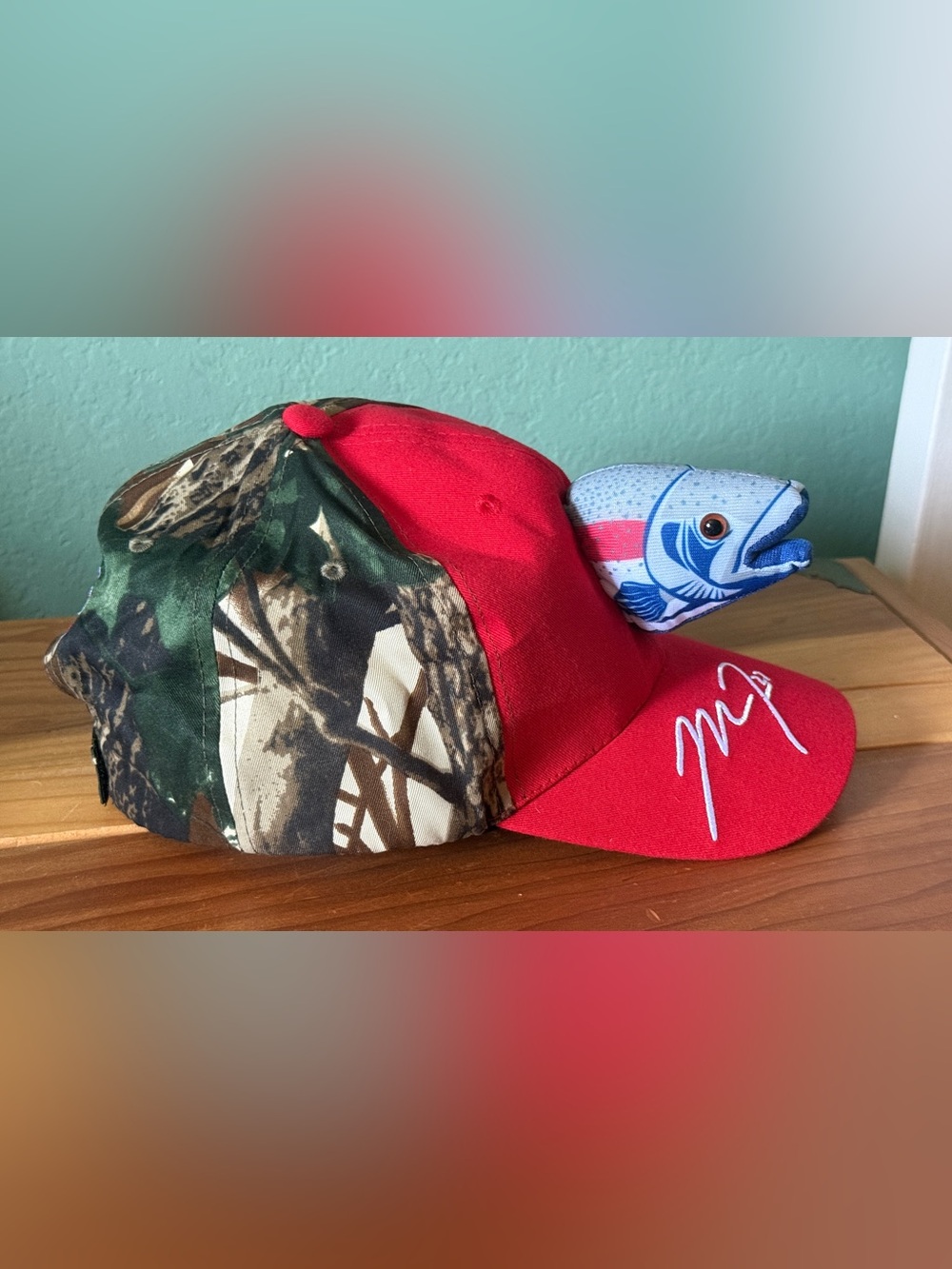 Mike Trout Los Angeles Angels 3D Fish Hat Cap Kloanz Adjustable Red Camo MLB SGA